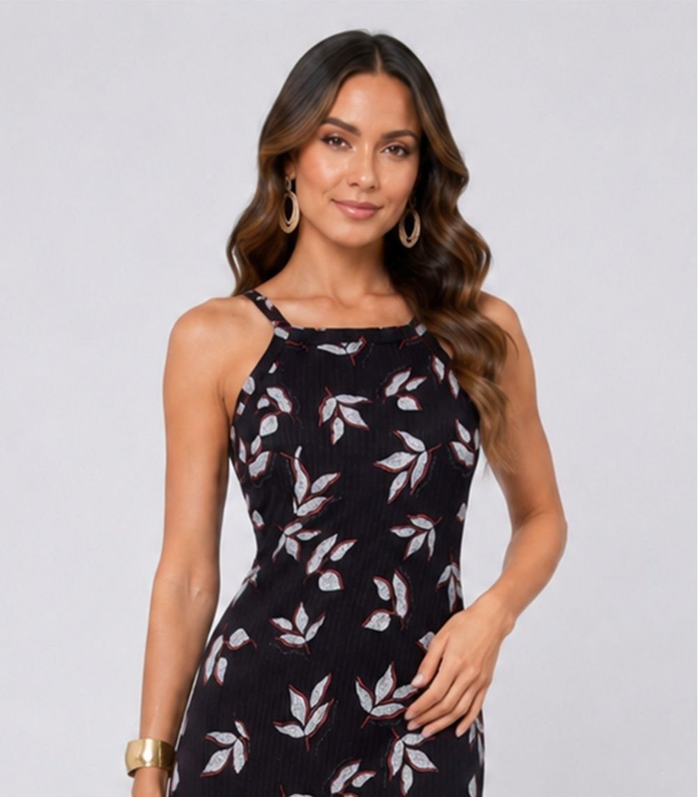 Vestido Midi Canelado Select Preto