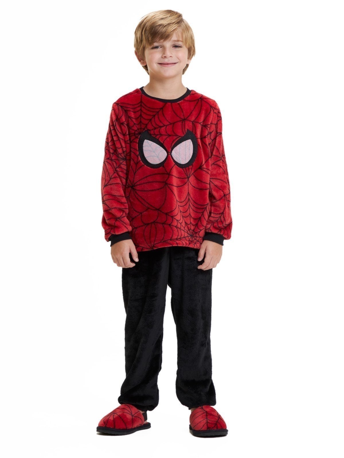 Pijama em Fleece Menino Magicamente Fantasia Aranha Preto