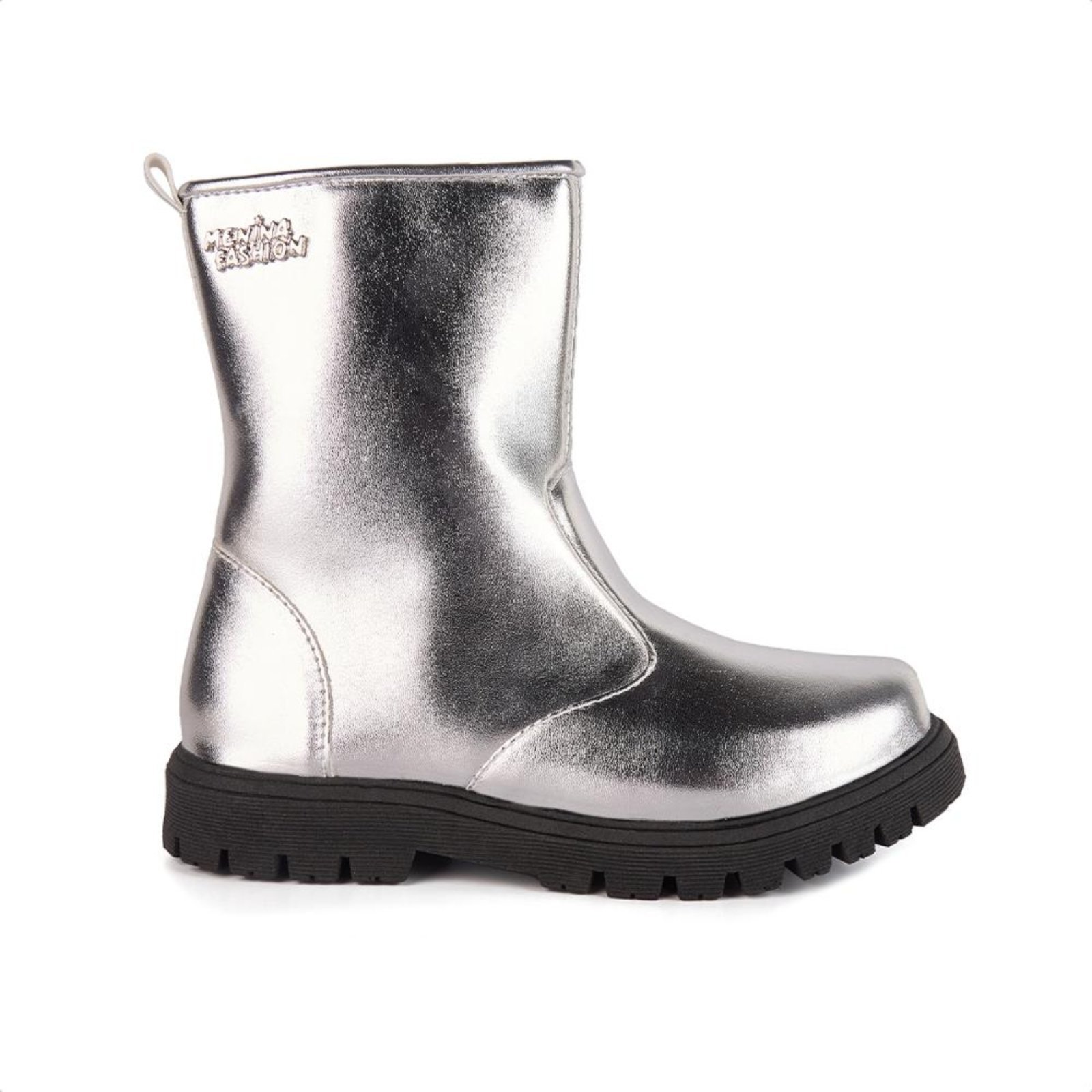 Infantil – Bota Prata Cano Curto Montaria Sola Tratorada Menina Fashion