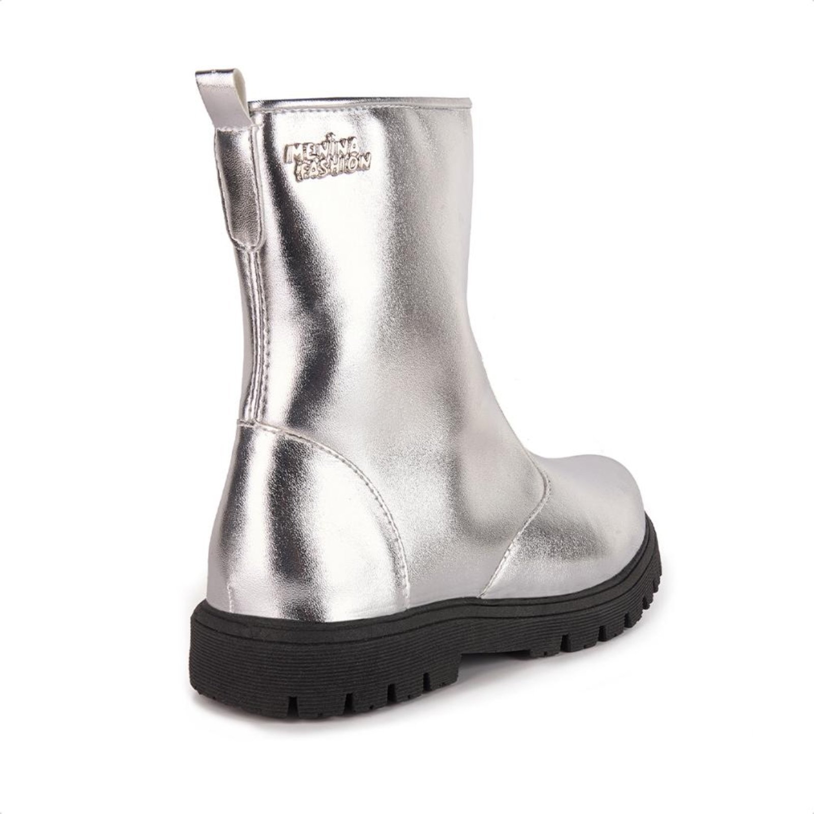 Vista 3 Infantil - Bota Cano Curto Montaria Sola Tratorada Menina Fashion prata Menina Fashion prata