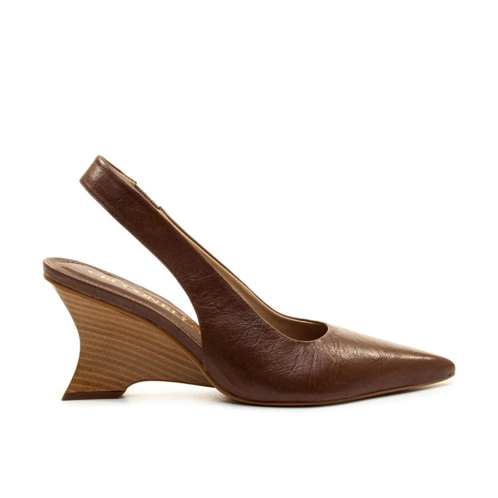 Slingback Couro Marrom Salto Médio Cecconello 2880003-11