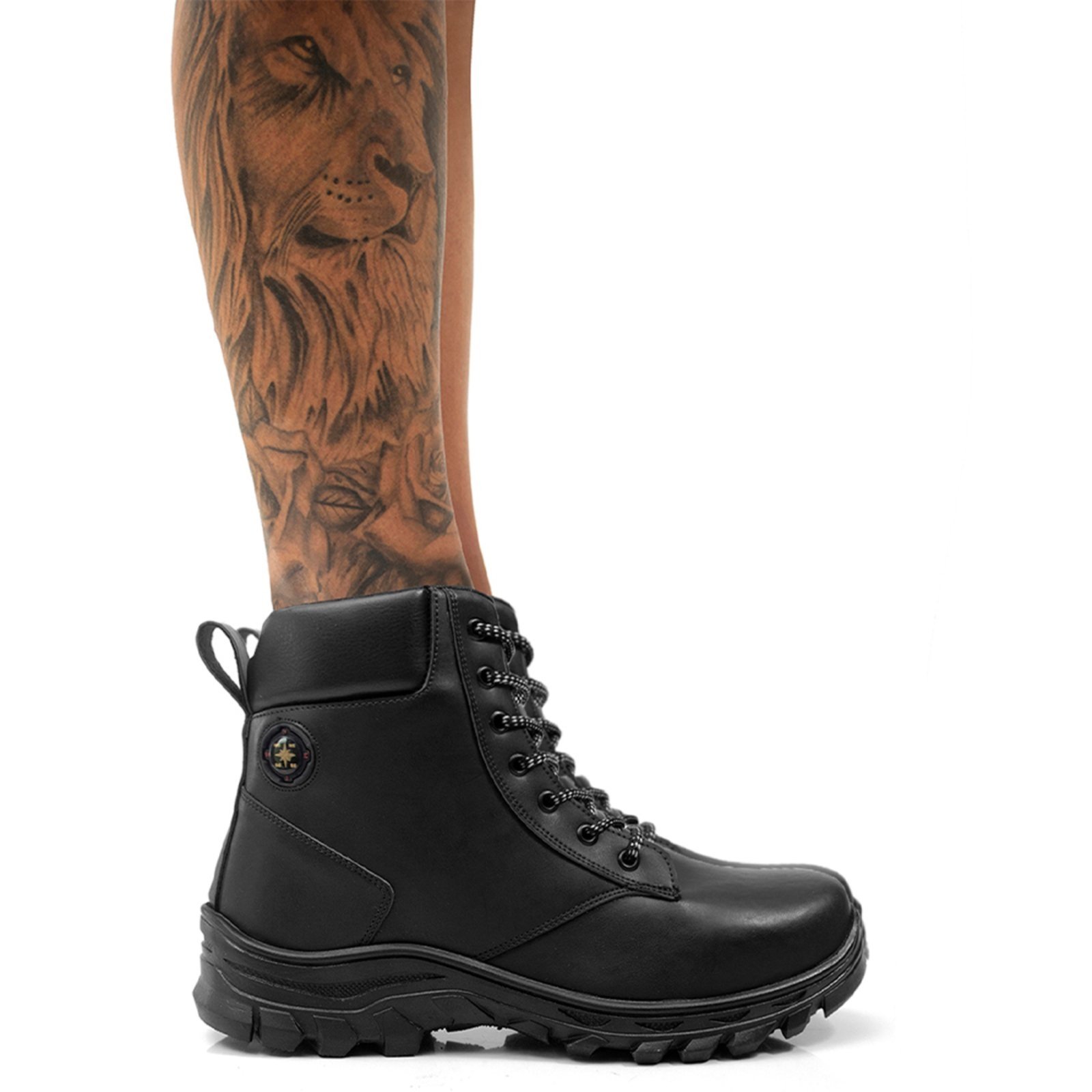 Bota Adventure Masculina Tenis Trilha Resistente Confortavel Solado Antiderrapante Preta Preto