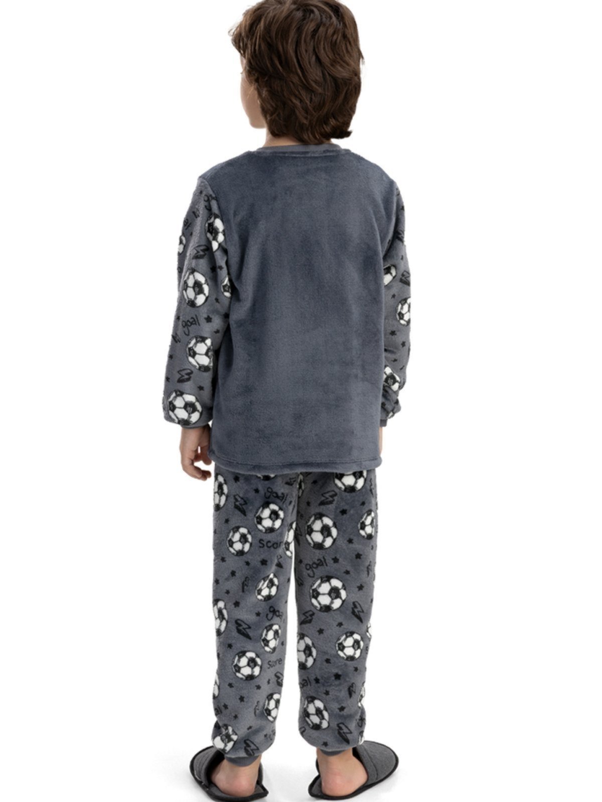Vista 3 Pijama de Inverno Comprido Menino em Soft Fleece com Punho - Futebol Goal Magicamente Kids cinza Magicamente Kids cinza