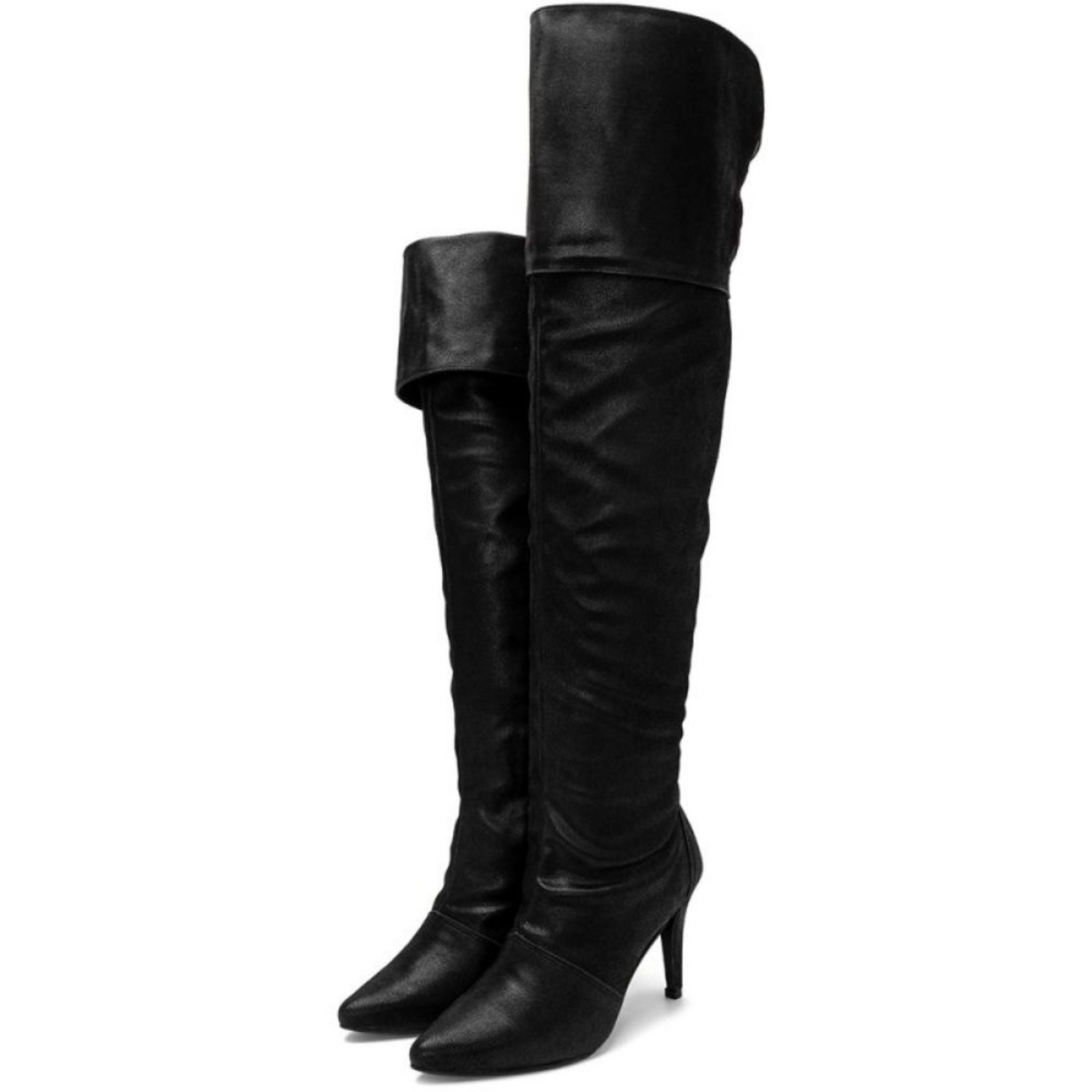 Bota Over Feminina Acima Do Joelho Cano Alto Salto Fino 1722 Nobucado Preto