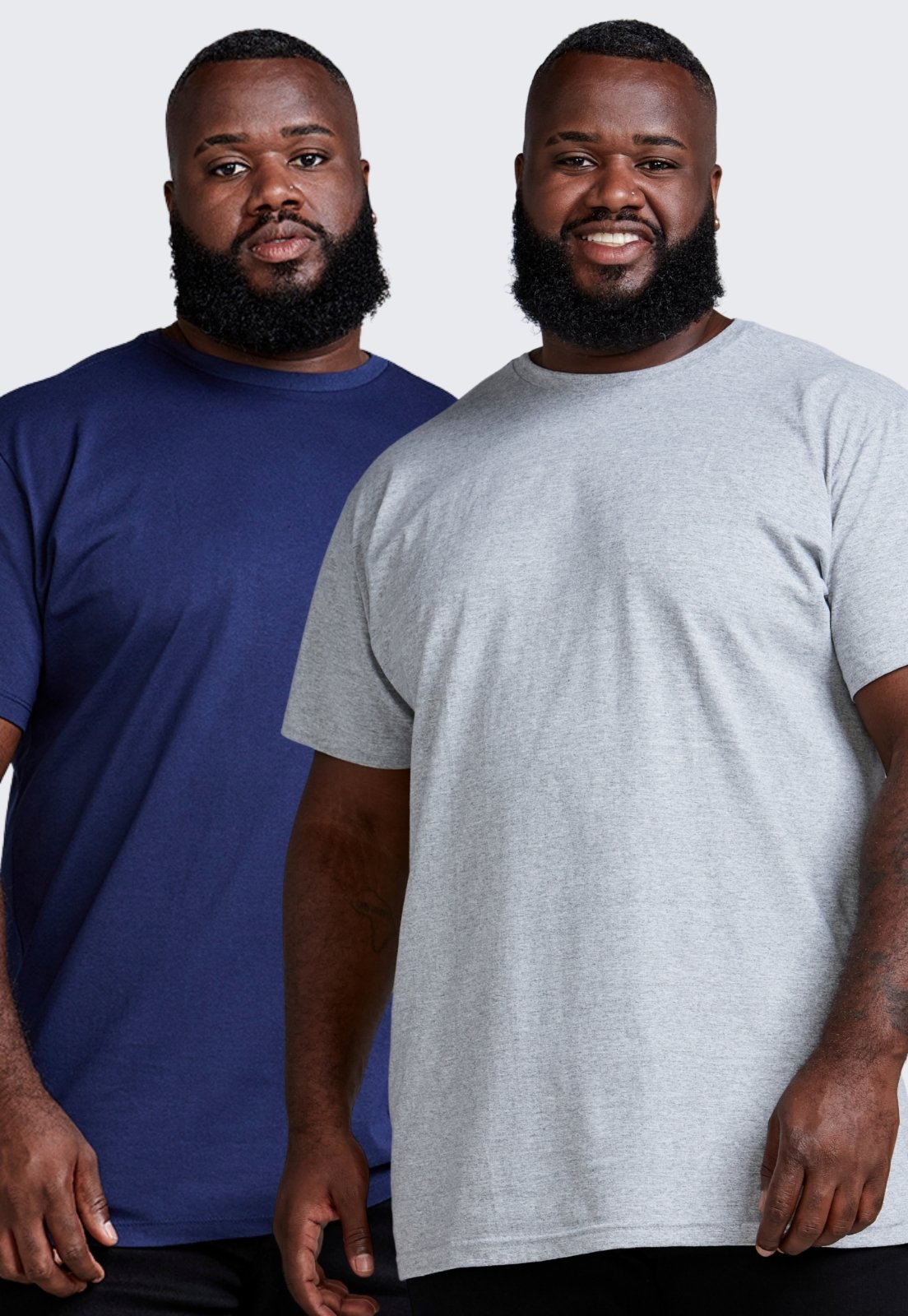 Kit 2 Camiseta Básica Masculina Algodão Plus Size Daze Modas Azul Marinho e Cinza
