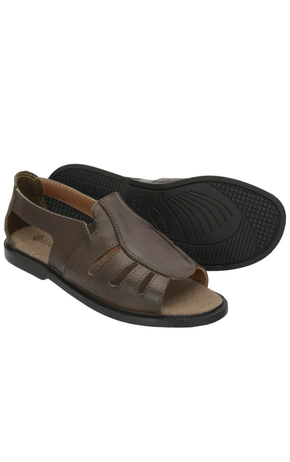 Sandalia Masculina Confort Couro Selten Marrom
