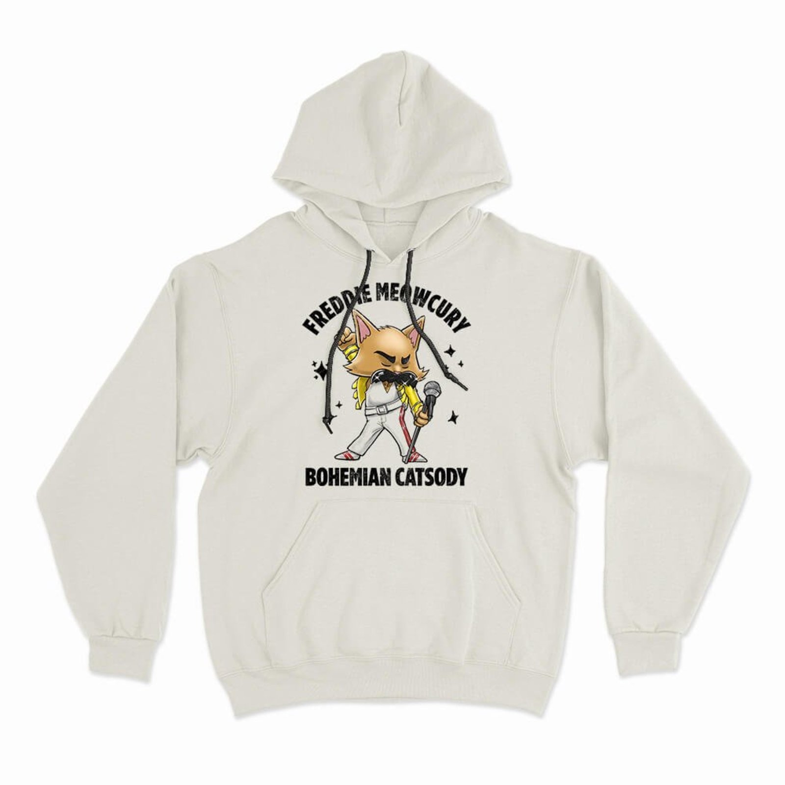 Moletom Com Capuz Freddie Meowcury - Off White - Casual - Studio Geek