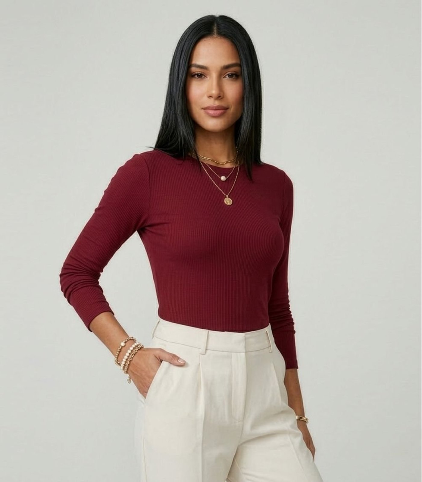 Blusa Feminina Manga Longa Visco Tricot Rovitex Vermelho