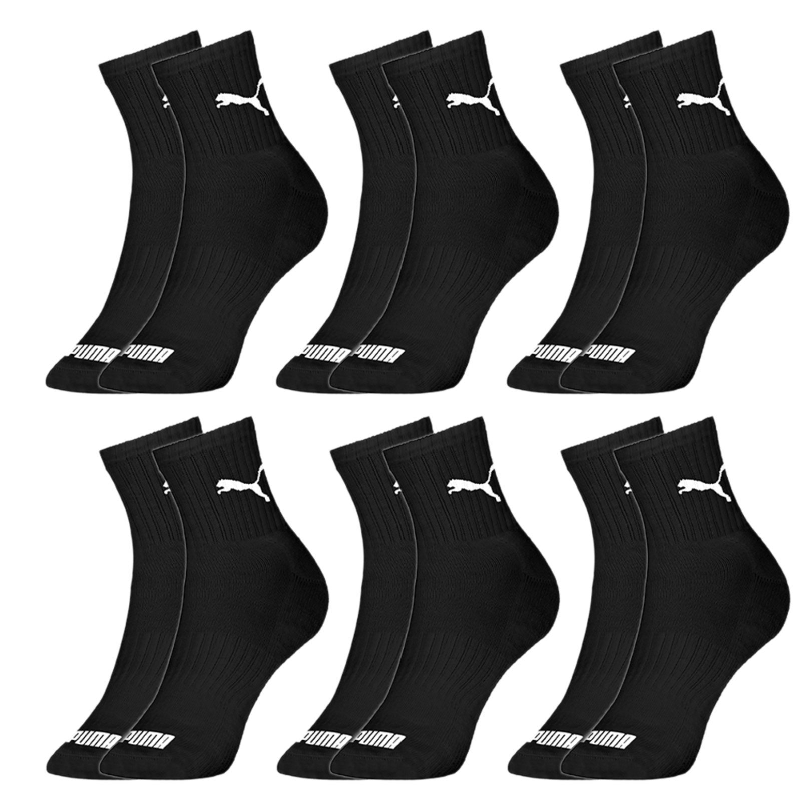 Kit 6 Pares Meias Puma Cano Médio Algodão Masculino Original Preto