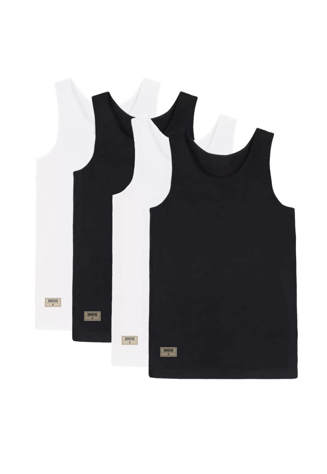 Kit 4 Regatas Colomb Masculina Pretas e Brancas Básica