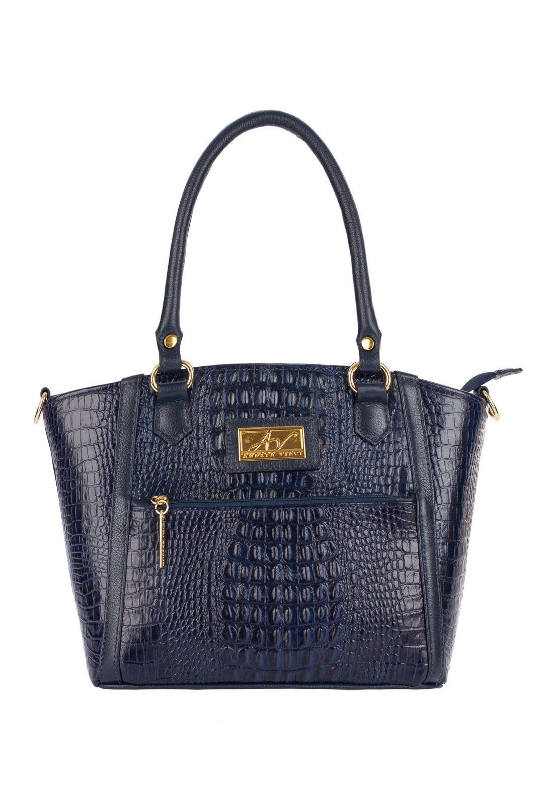 Bolsa de couro croco Heloisa - Azul