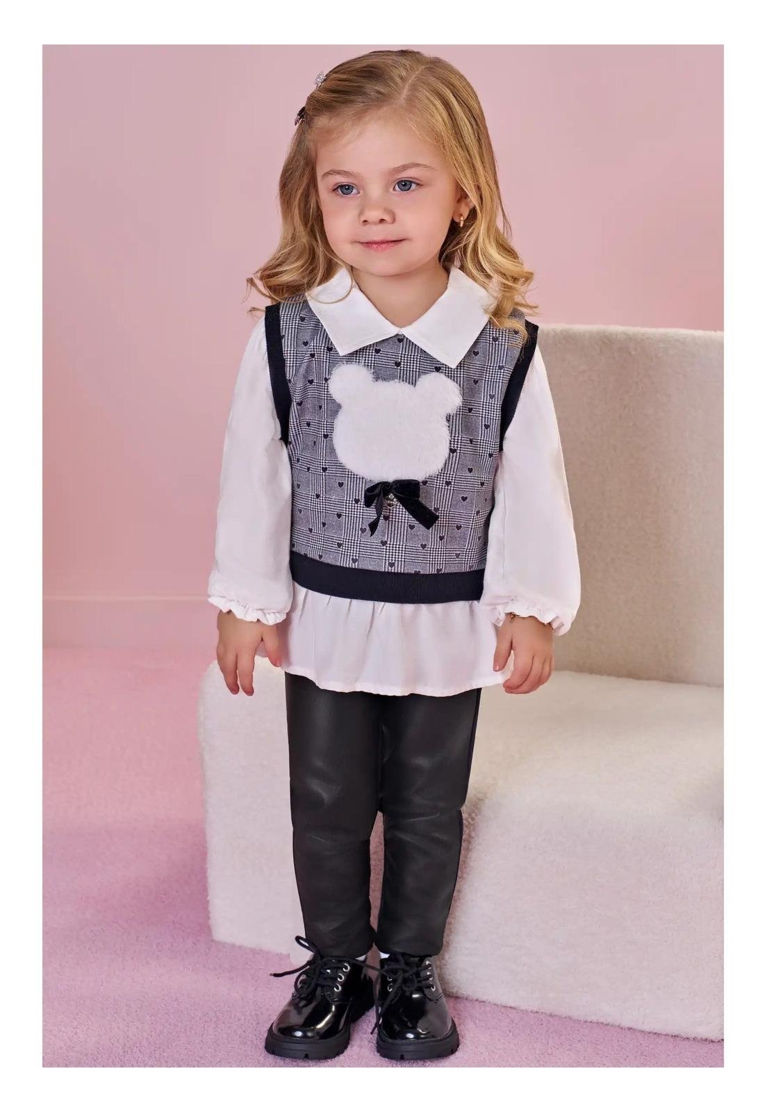 Infantil - Conjunto Longo Social 3 Peças Menina Infanti 2 Cinza