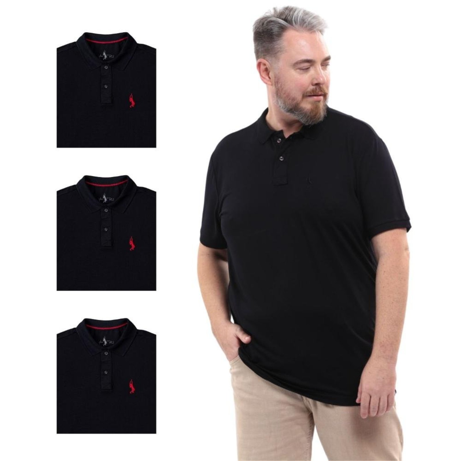 Kit 4 Camisa Polo Plus Size Lisa Casual Elegante Ocasiões