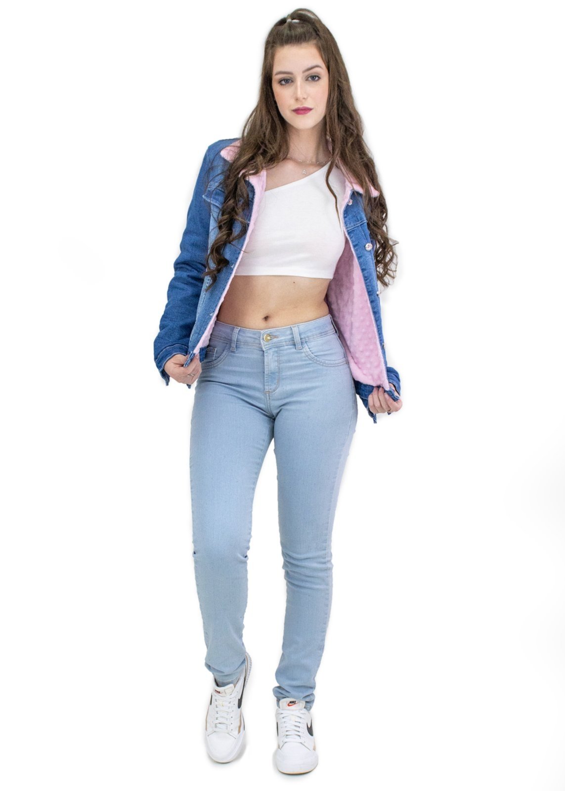 Infantil - Jaqueta Jeans Quase Anjo Menina Forrada com Pelinho Macio