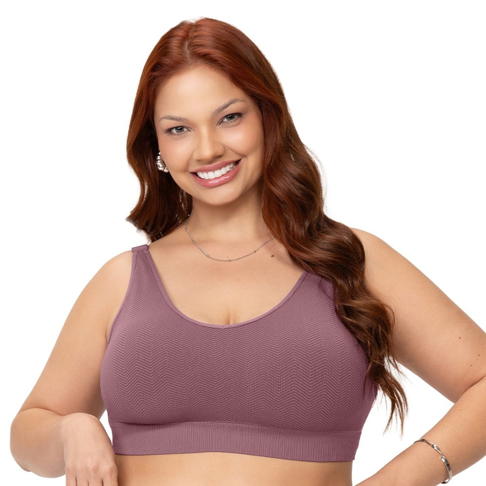 Sutiã Comfort Jacquard Geométrico Plus Size Bojo Removível Alças Reguláveis Lilás