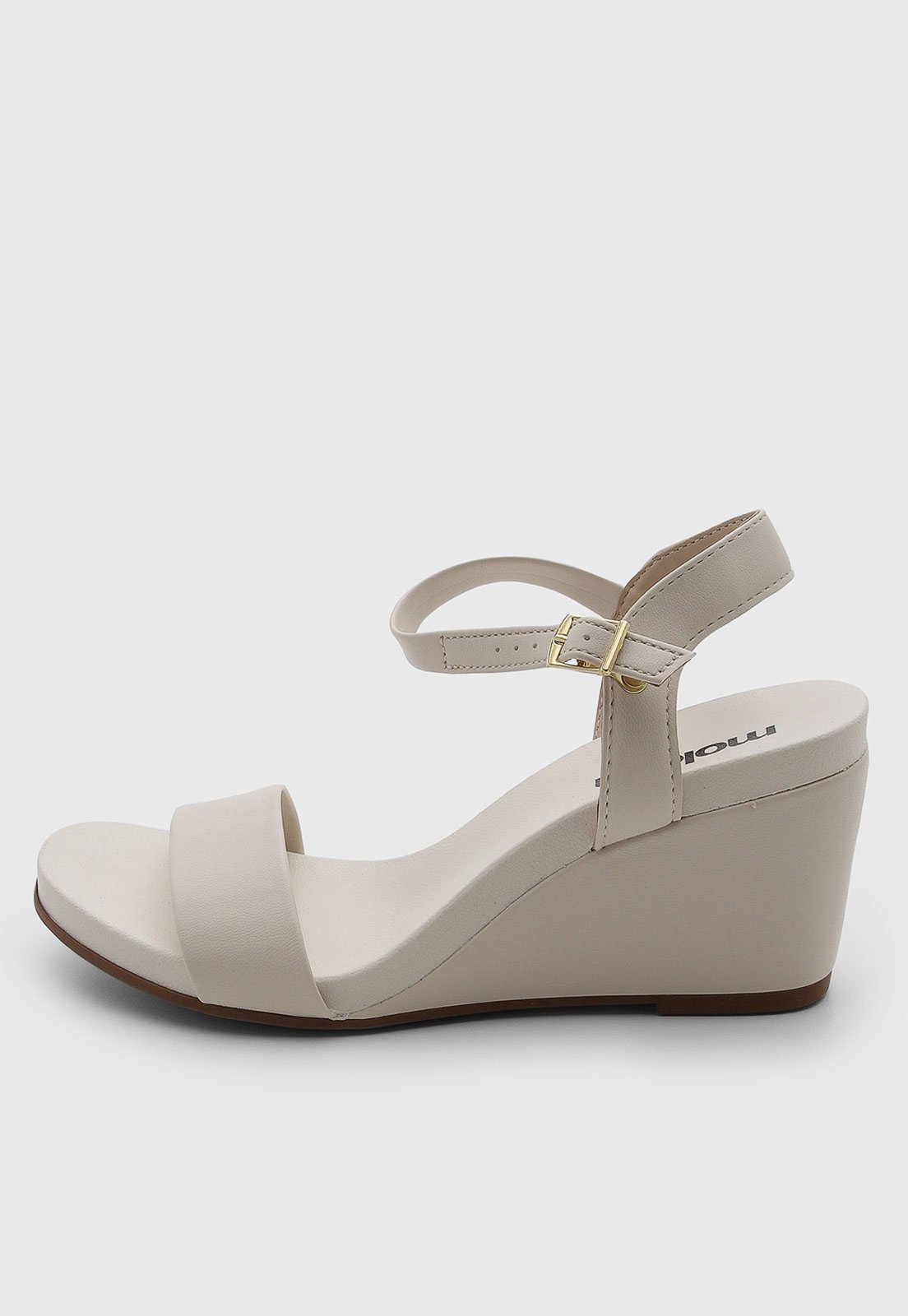 Sandália Feminina Moleca Salto Anabela Off-White