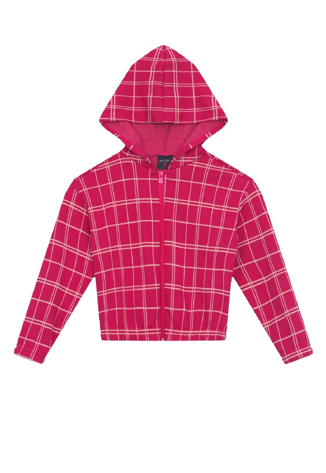 Infantil - Jaqueta para Menina em Jacquard Xadrez Guloseima Rosa