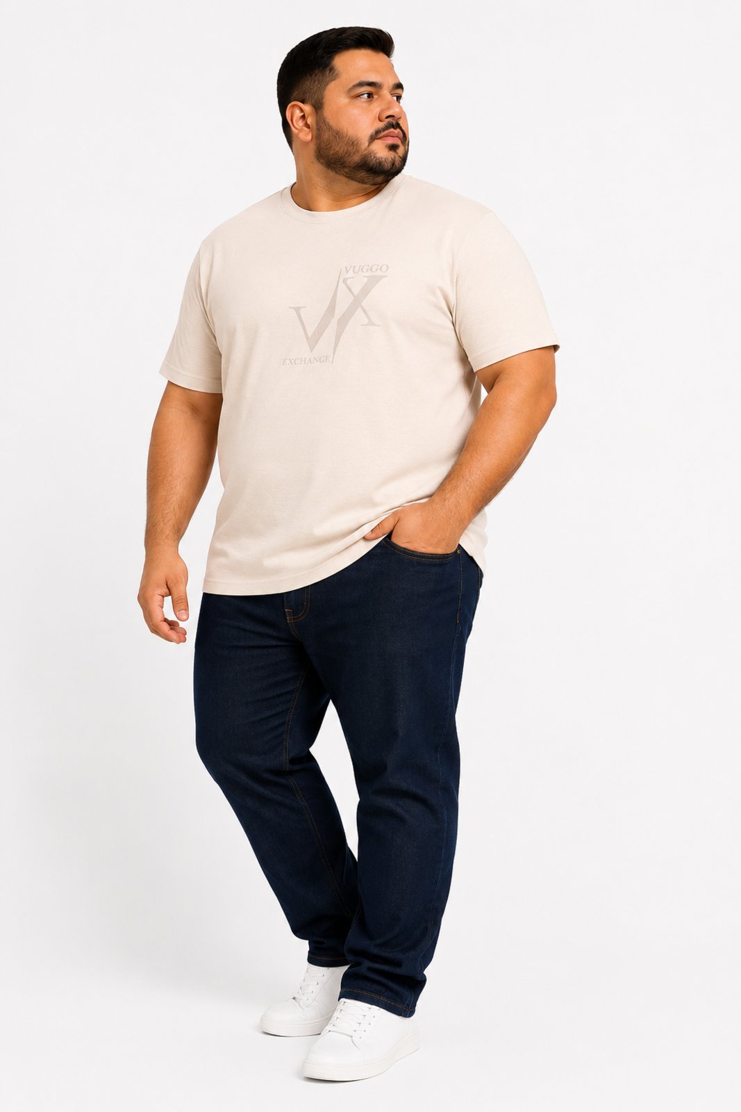 Camisa Masculina D Bell Outlet Fashion Básica Plus Size Off White
