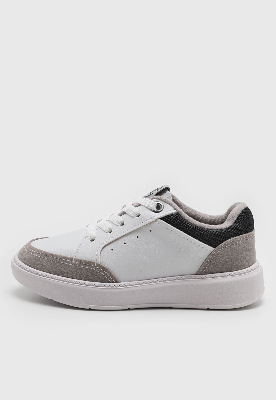 Infantil - Tênis Molekinho Casual Branco e Cinza e Preto