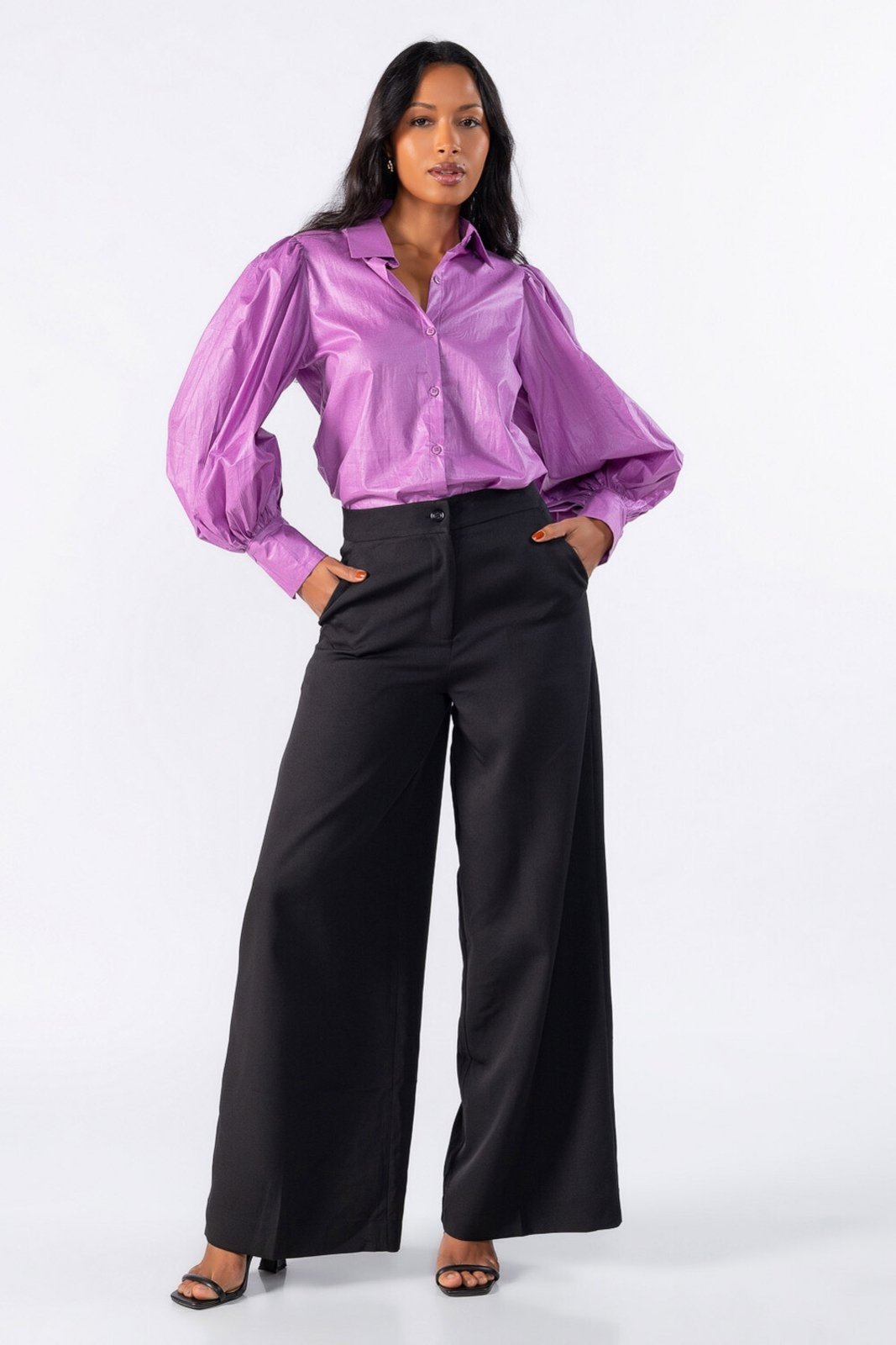 Camisa manga bufante Roxo