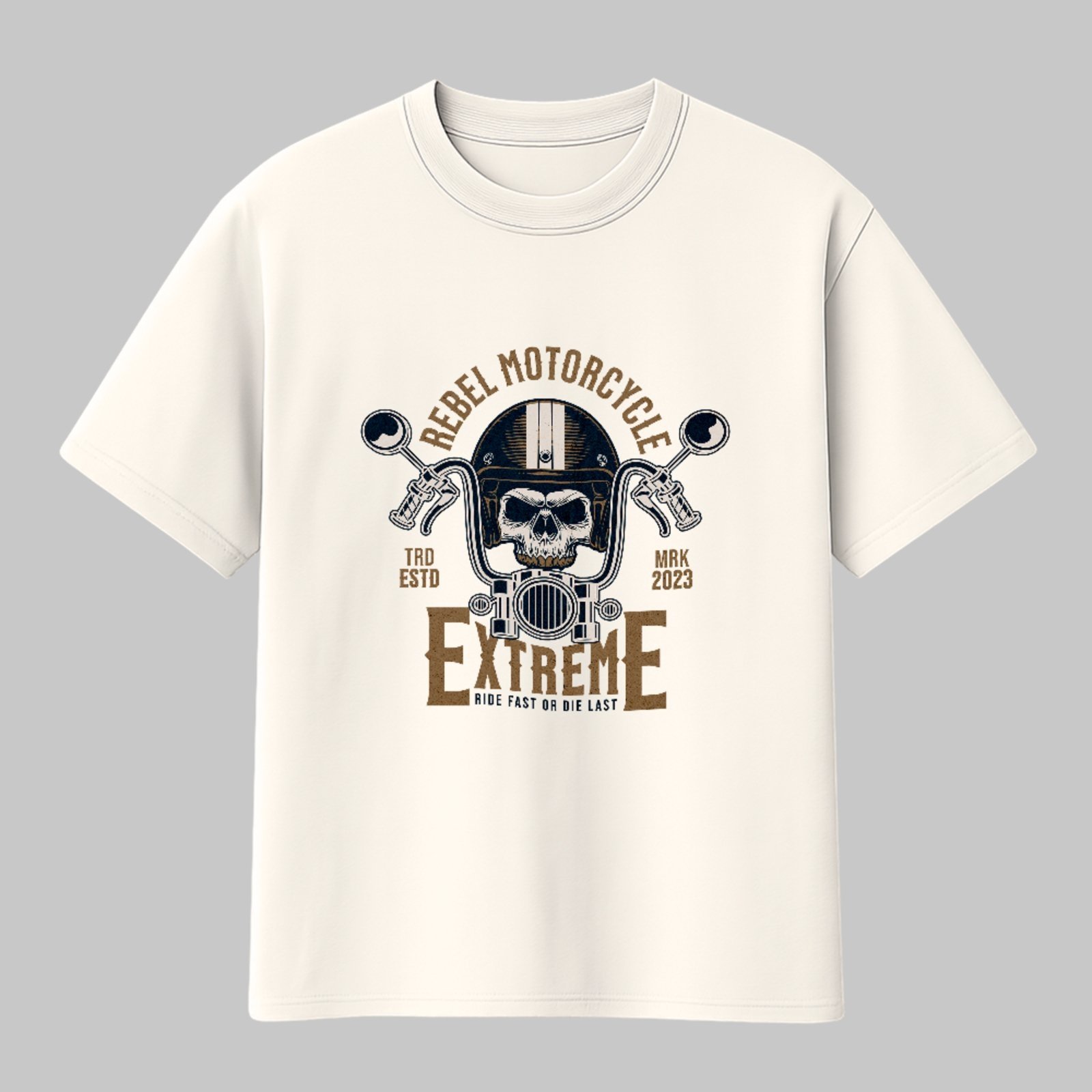 Camiseta Básica Rebel Motorcycle Extreme Unissex Off White