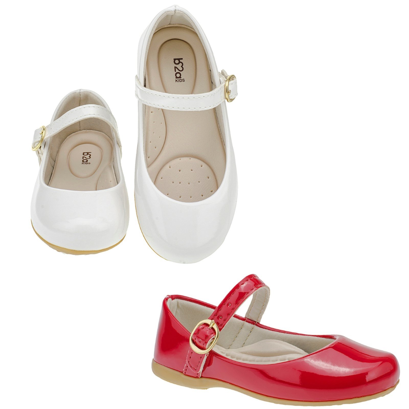 Infantil - Kit 2 Pares Sapatilha Menina B2A Branco Vermelho