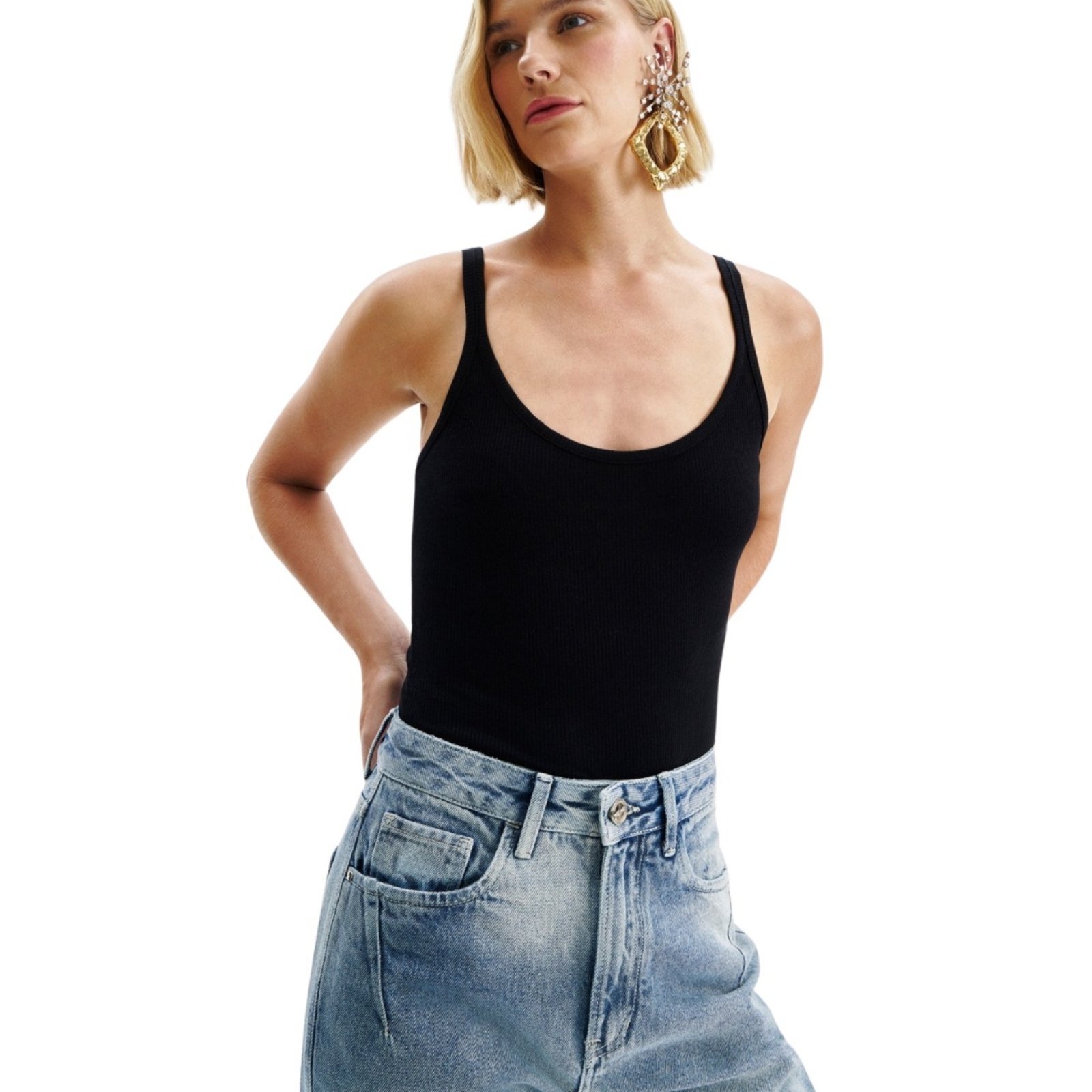 Blusa Básica Feminina Canelada Alça Lez A Lez