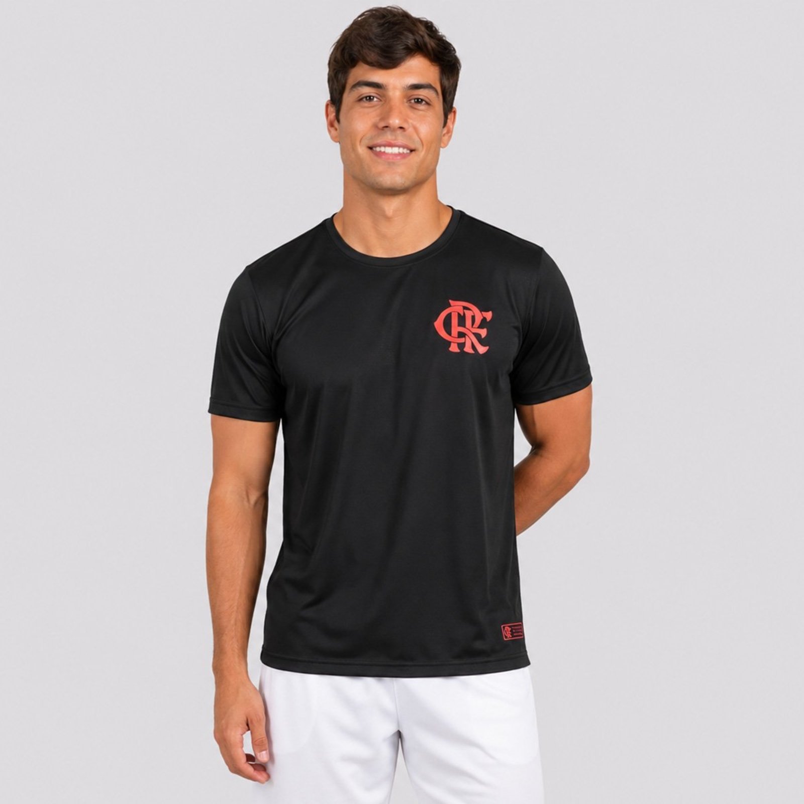 Camisa Flamengo Poliamida Escudo Preta e Vermelha