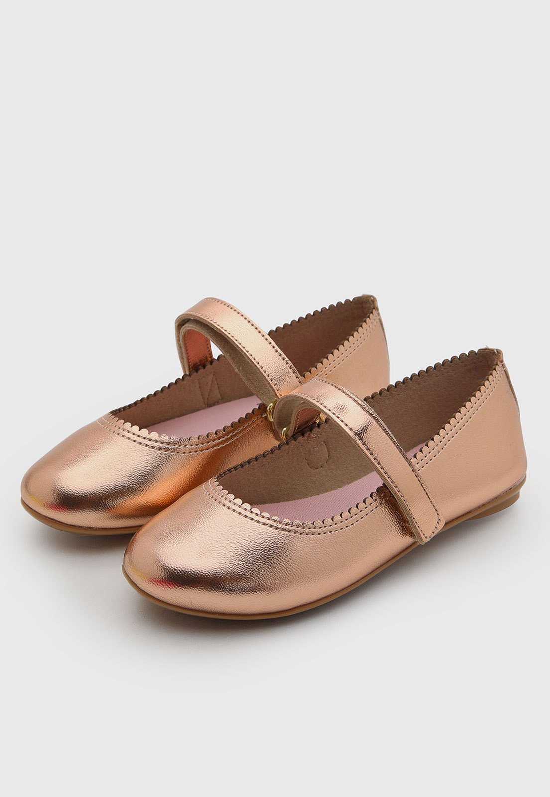 Infantil - Sapatilha Molekinha Mary Jane Metálica Rosé