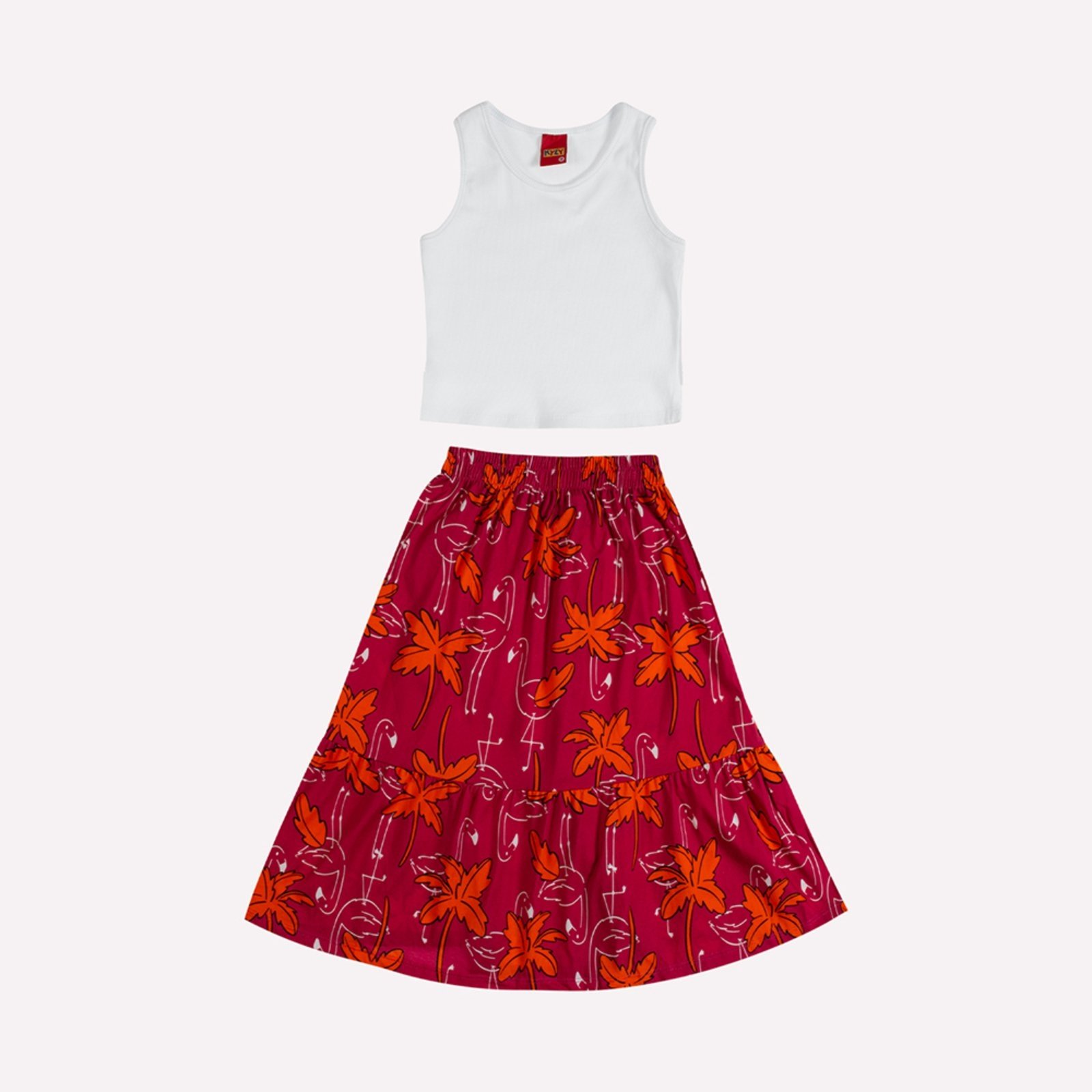 Vista 3 Infantil - Conjunto Menina Flamingos Kyly branco Kyly branco