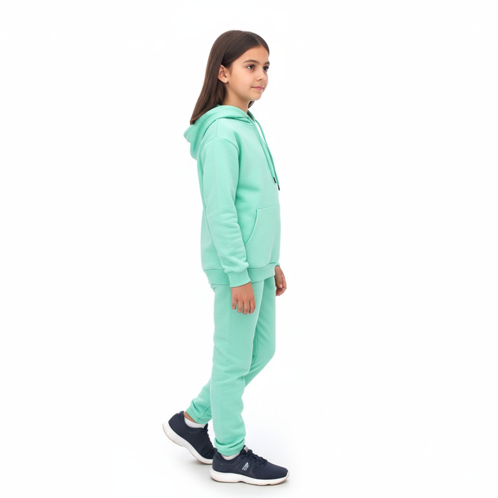 Infantil - Conjunto Em Moletom Blusa Canguru e Capuz E Calça Estilo Jogger Verde Claro Aliarthe