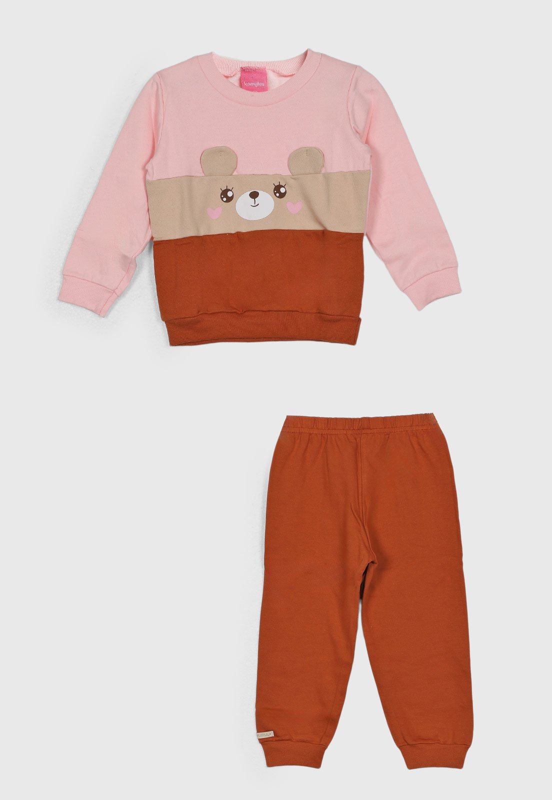 Conjunto Longo Kamylus Ursinho Rosa