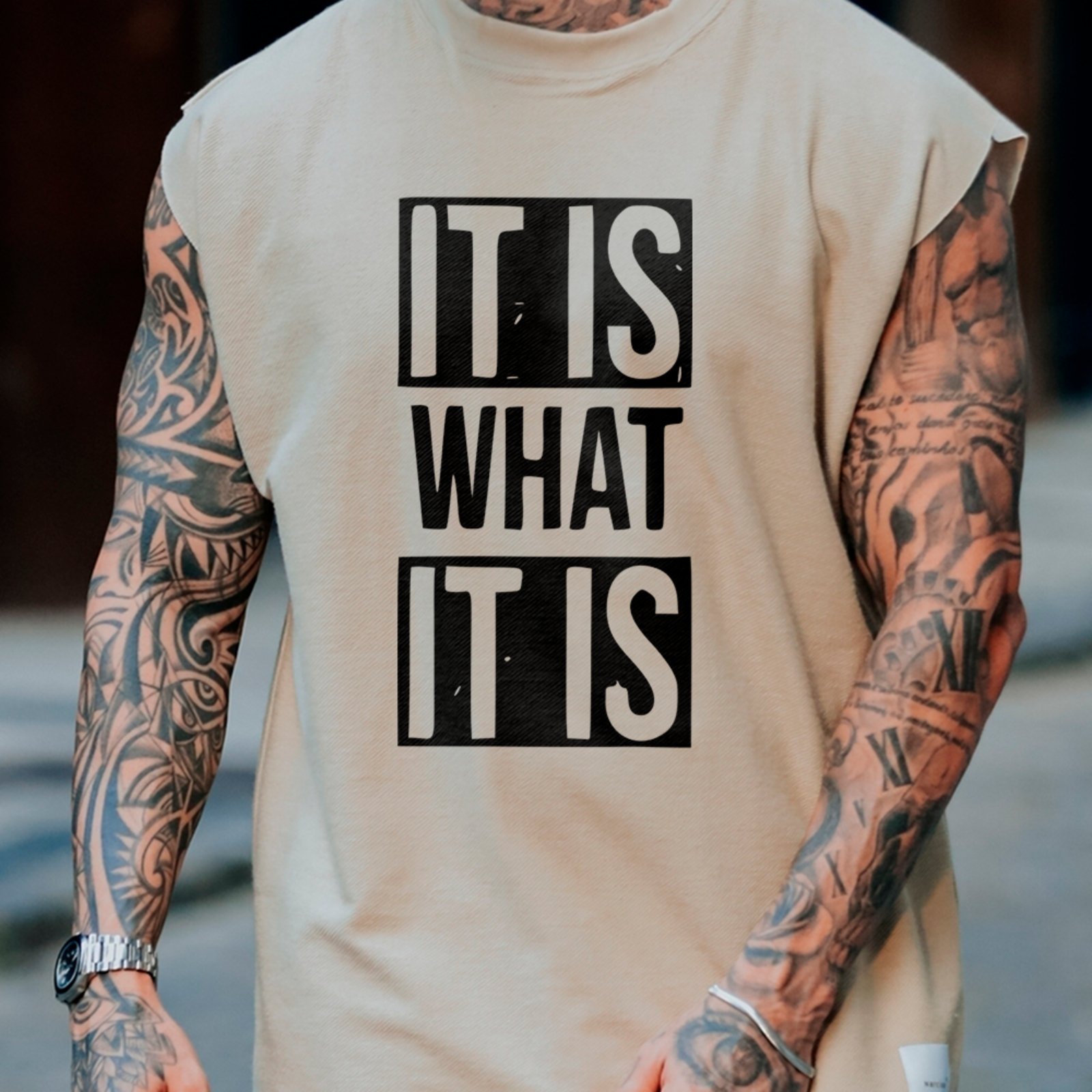 Camiseta Regata Machão It Is What It Is Streetwear Estilo Premium Off White
