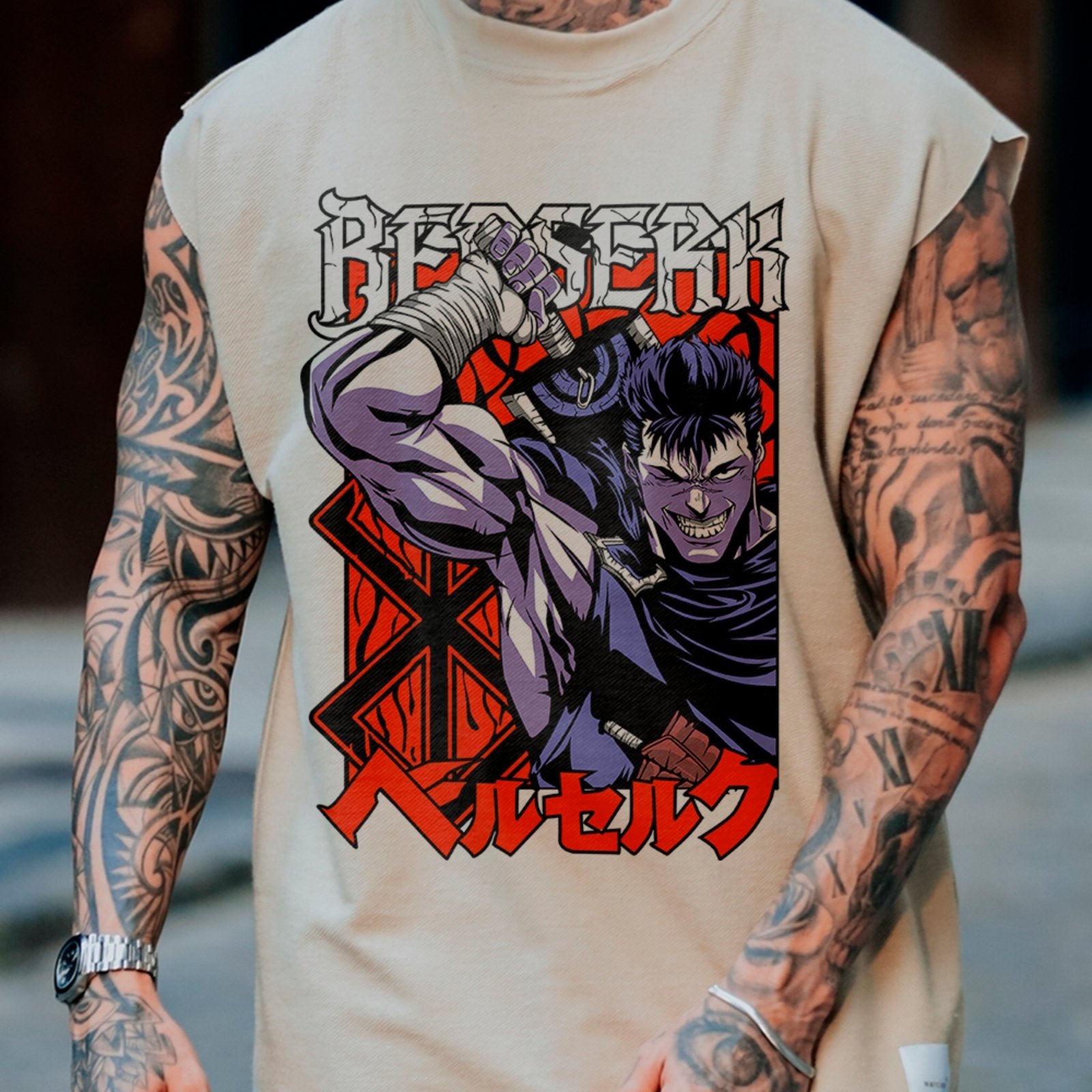 Camiseta Regata Machão Guts Berserker Brutal Guerreiro Masculina Off White