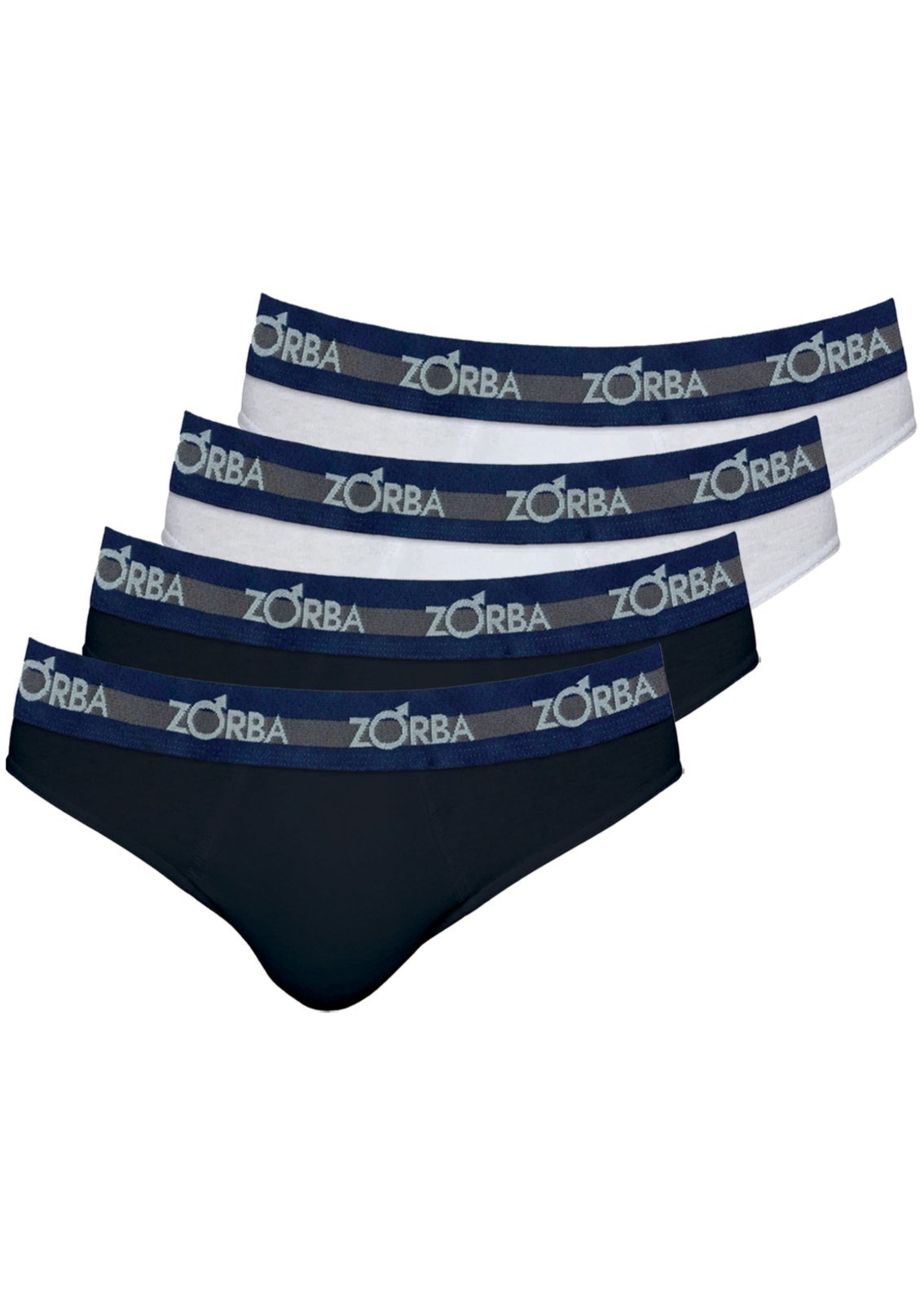 Vista 2 Kit com 4 Cuecas Slip Zorba 0764 GG branco Zorba branco