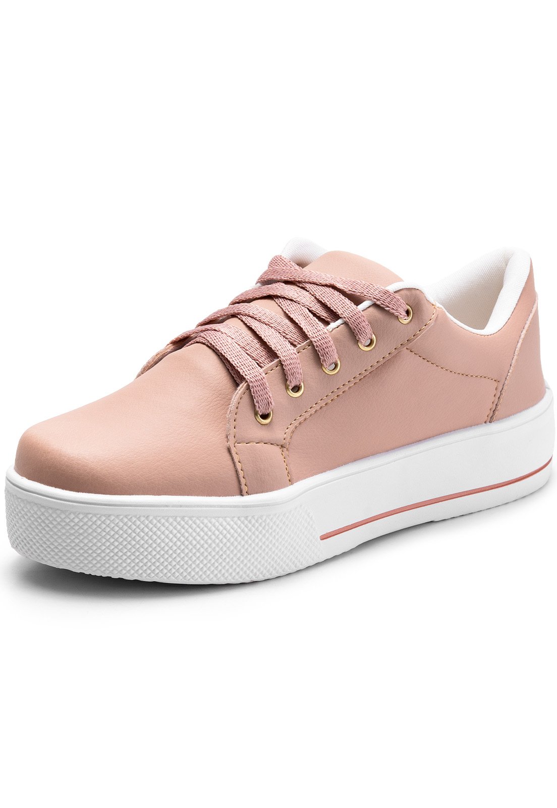 Tenis Casual Lumiss Confortável Leve Plataforma Nude