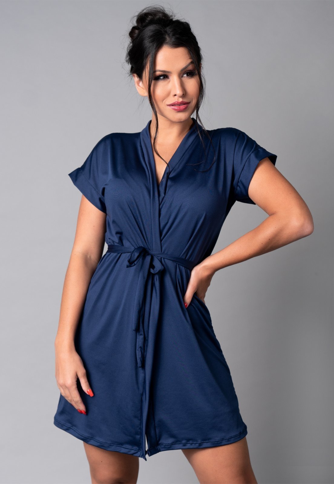 Hobby MVB Modas Roupão Feminino Noiva Sexy Robe Romantic Azul
