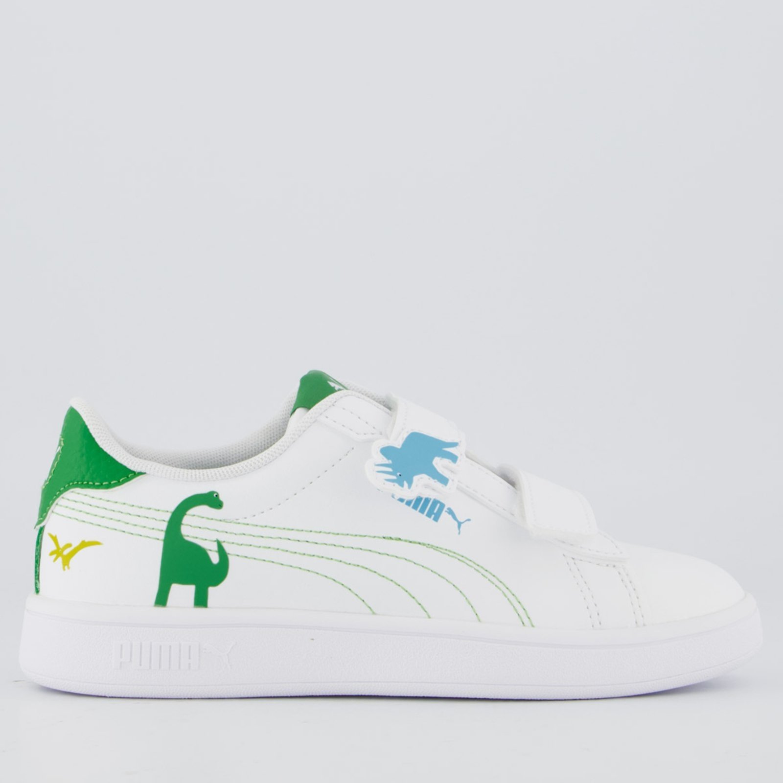 Tênis Puma Smash 3.0 Dino V PS Juvenil Branco