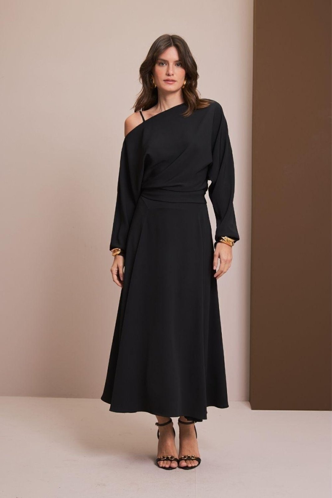 Blusa Com Detalhe Ombro Carlota Costa Preto
