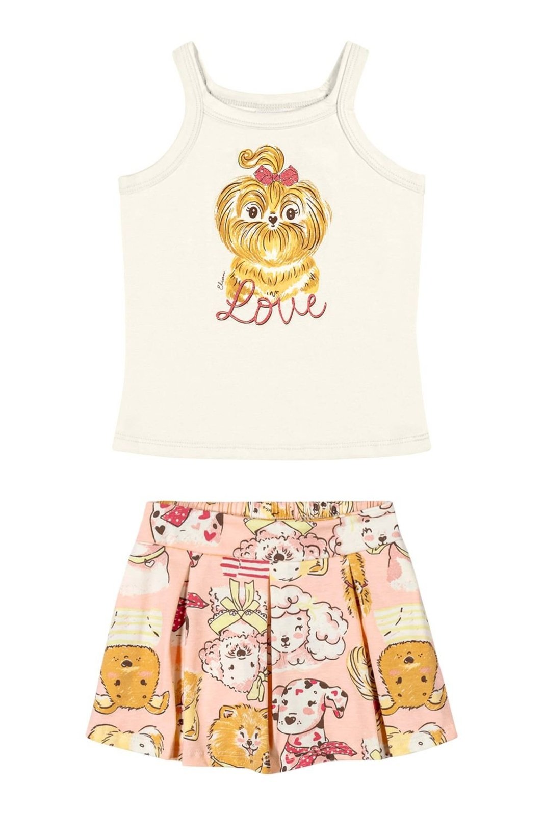 Infantil - Conjunto Menina Dogs Glitter Elian Bege
