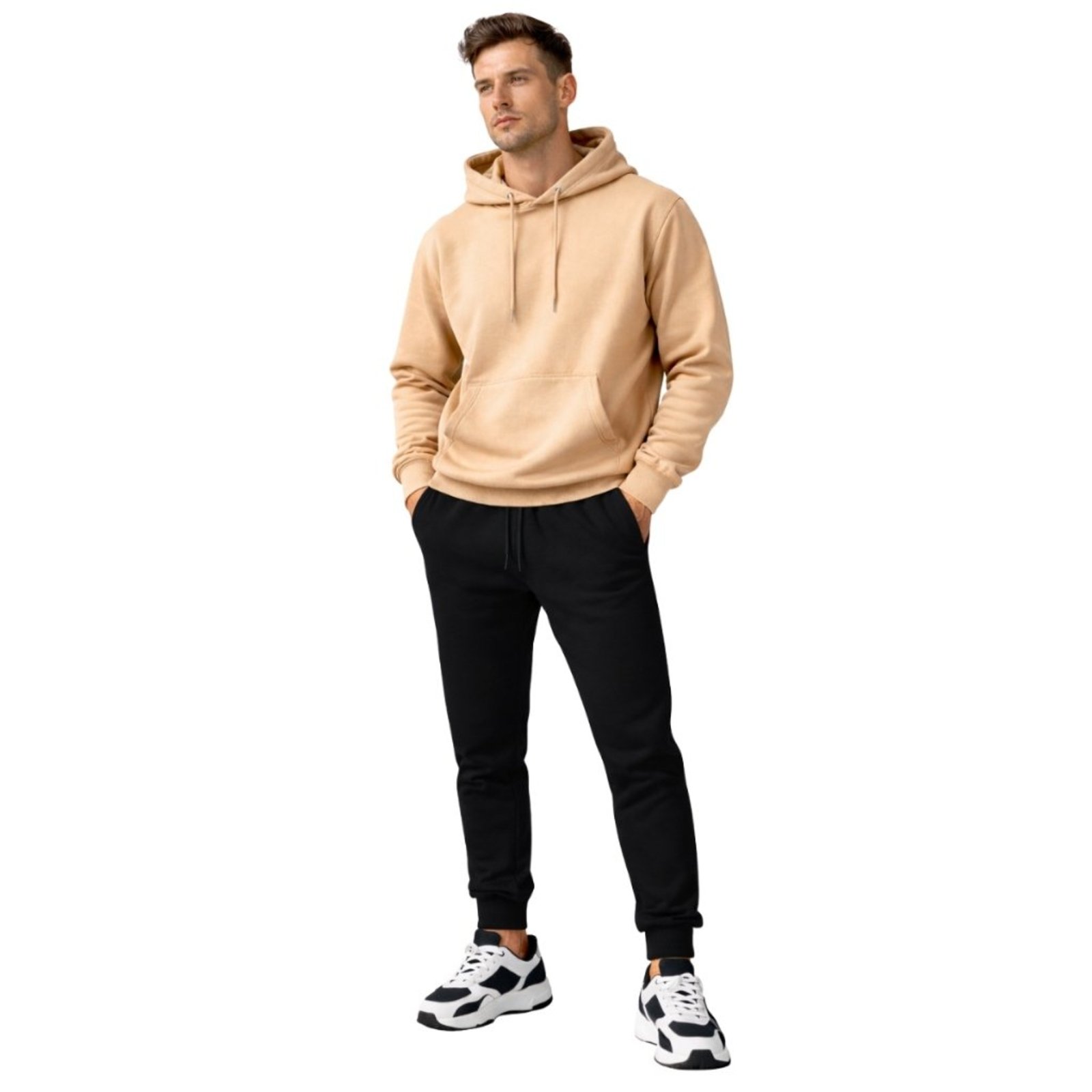 Conjunto Moletom Liso Blusa De Frio E Calça Moletom Bege