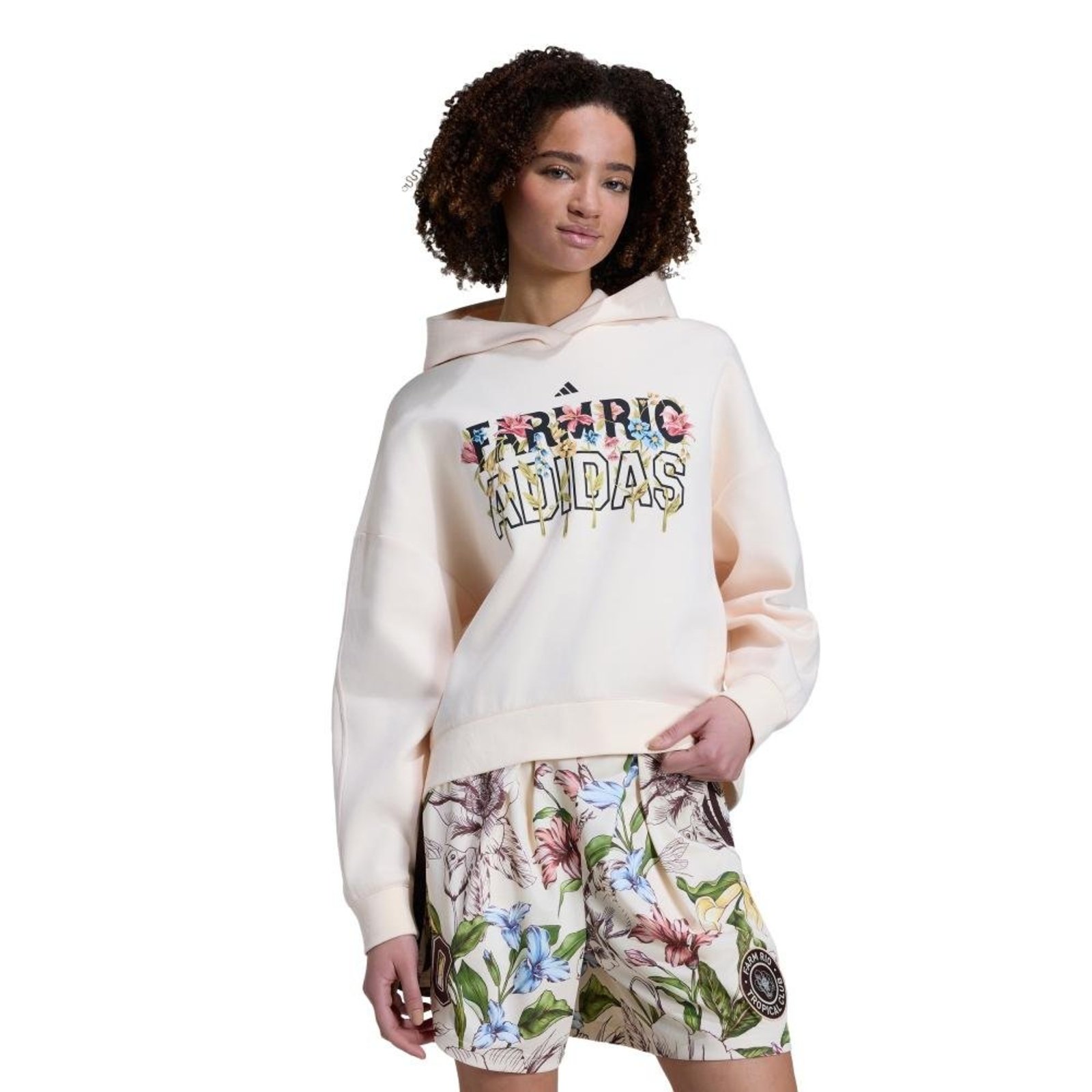 MOLETOM COM CAPUZ ADIDAS x FARM RIO adidas Sportswear Bege
