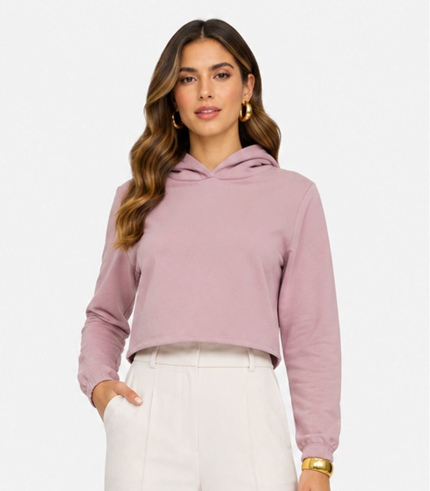 Blusão Com Capuz Feminino Em Moletom Infinita Cor Rosa