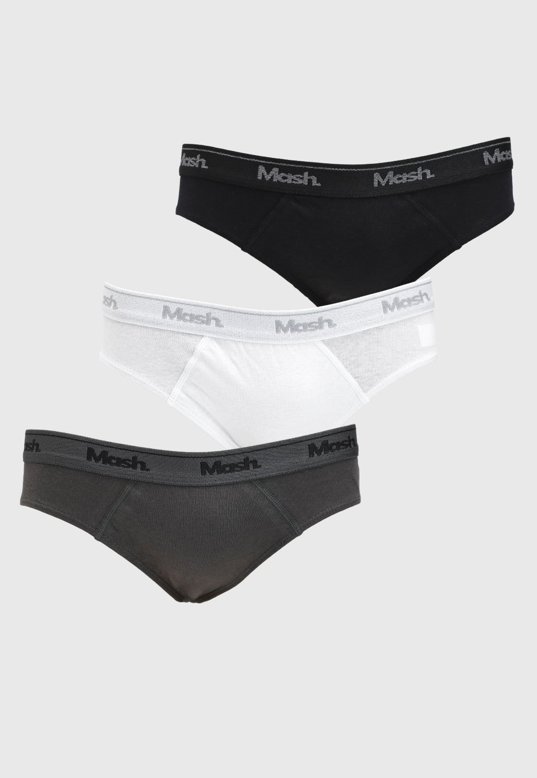 Vista 2 Kit Cueca Masculina Mash Clássica Algodão cinza MASH cinza