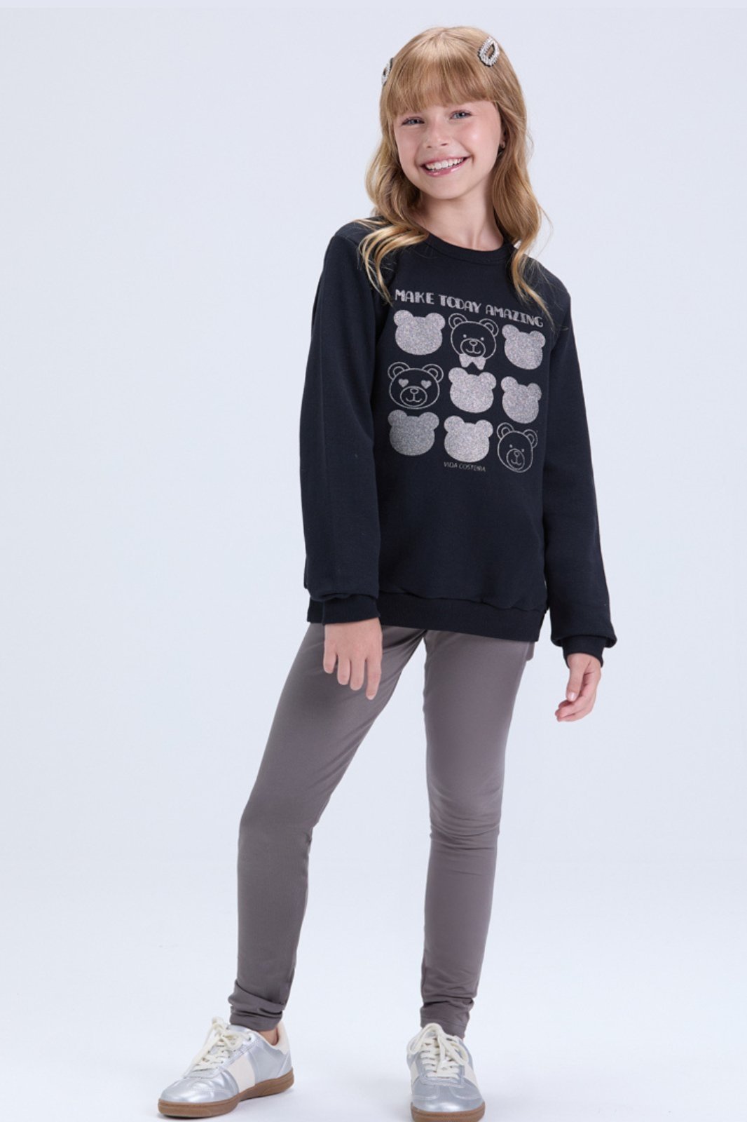 Vista 2 Infantil - Conjunto Feminino de Inverno Moletom Ursinhos e Legging VIDA COSTEIRA lilás VIDA COSTEIRA lilás