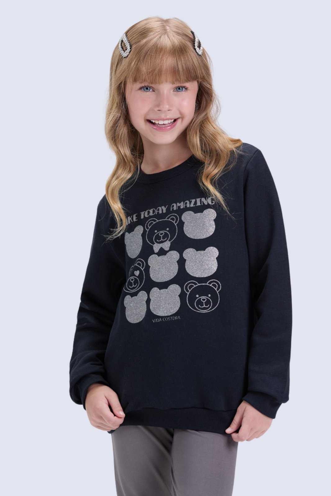 Vista 3 Infantil - Conjunto Feminino de Inverno Moletom Ursinhos e Legging VIDA COSTEIRA lilás VIDA COSTEIRA lilás