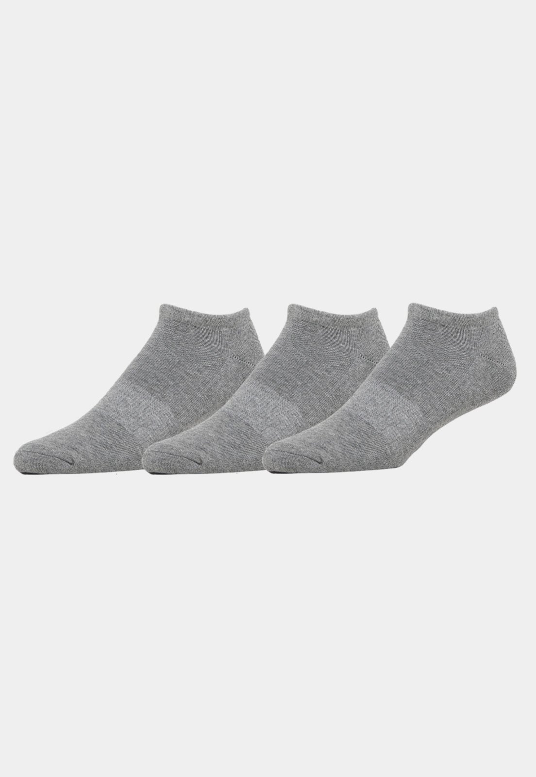 Kit 3 Pares de Meias Soquete Invisível 33 ao 39 Unissex Cinza