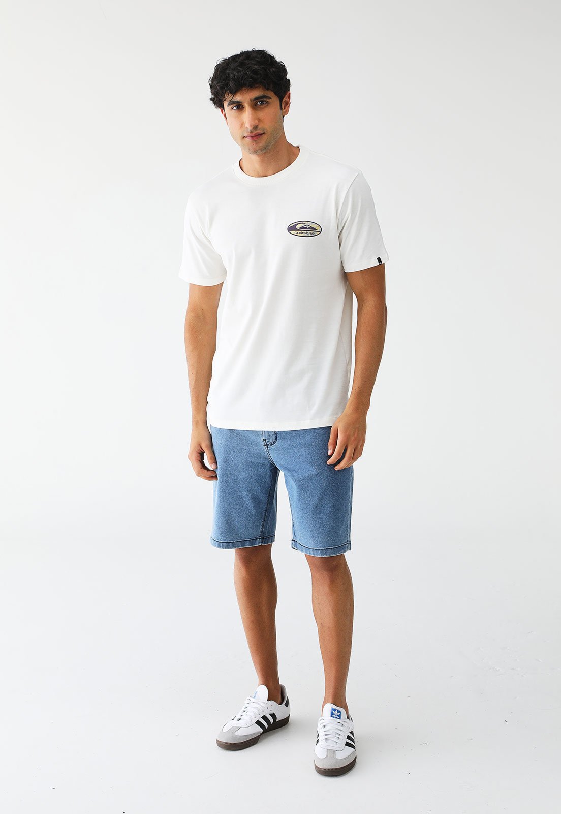 Camiseta Quiksilver Reta Retro Link Off-White