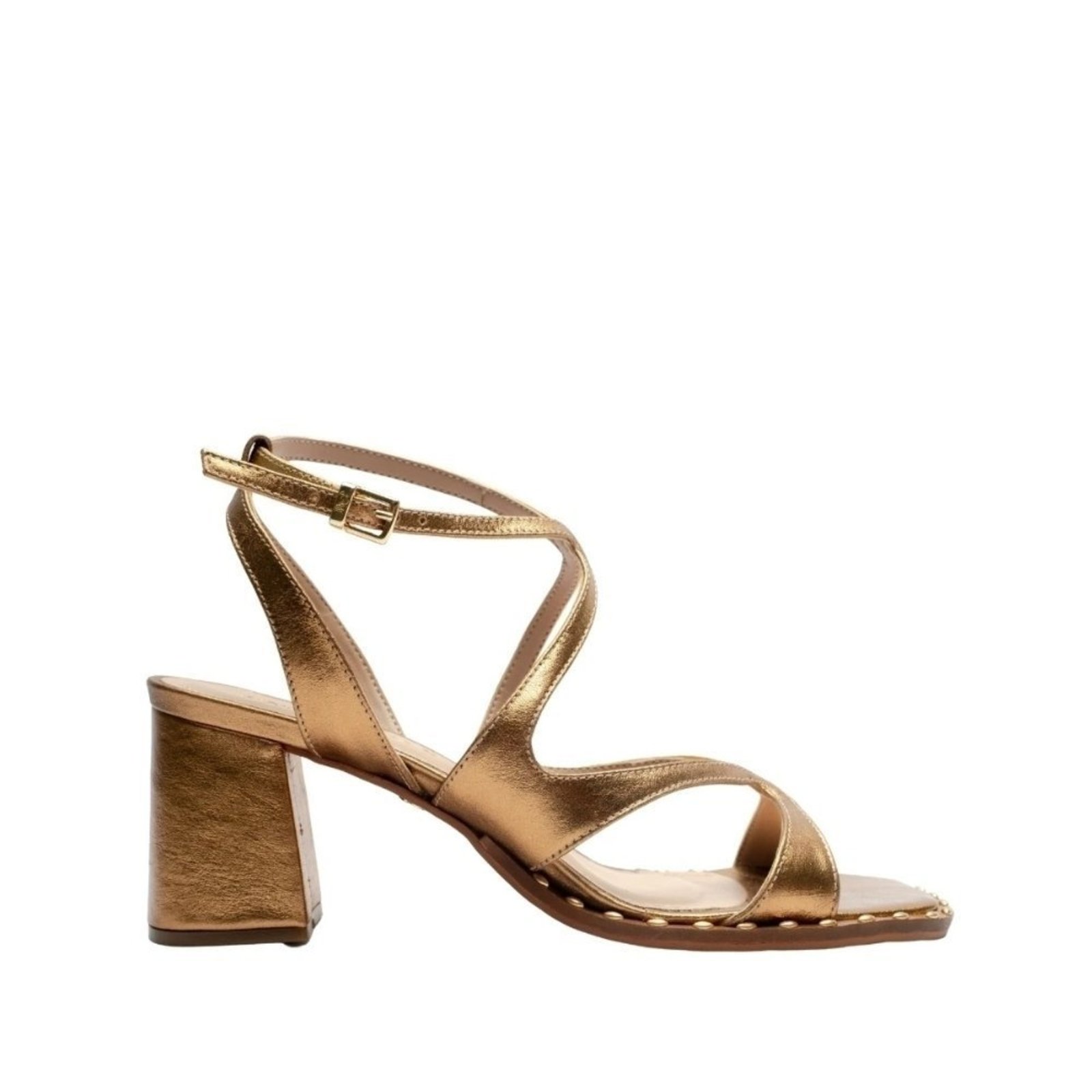 Sandalia Maithe Cristal Bronze Detalhe de Tachas no Solado Maithe Bronze