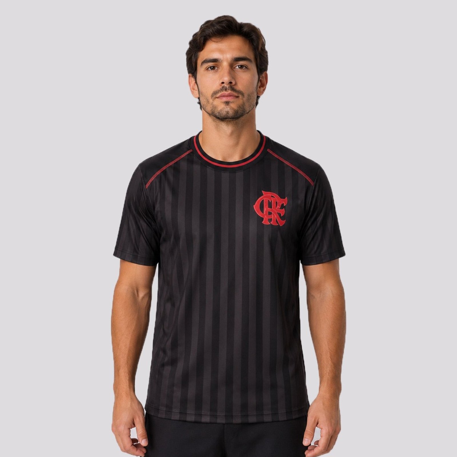 Camisa Flamengo Sublimada Listrada Preta e Chumbo